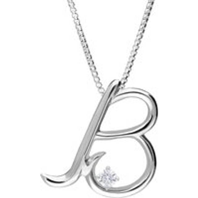 Love Letters 9ct White Gold 0.10ct Diamond Initial B Necklace