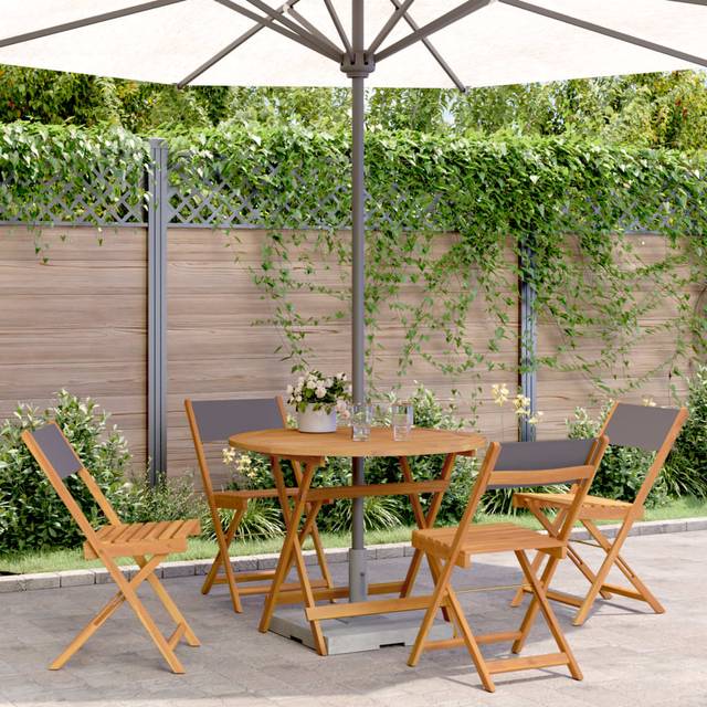 vidaXL 5 Piece Garden Dining Set Anthracite Fabric and Solid Wood
