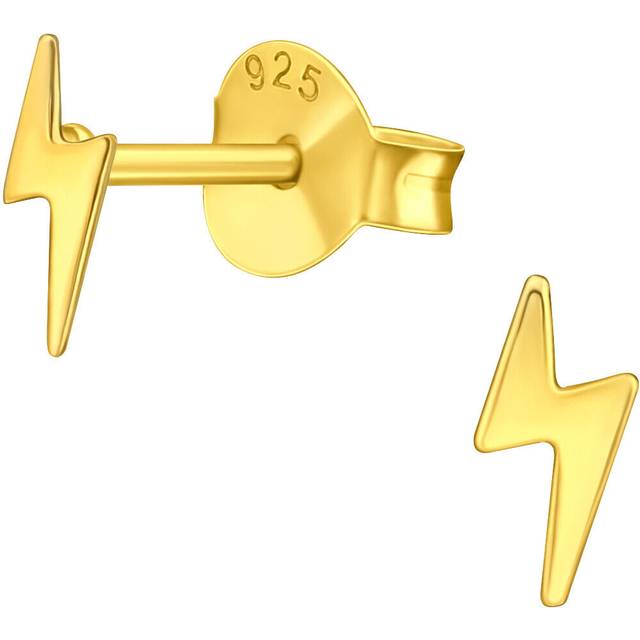 Gold plated lightning bolt sterling silver extra tiny stud earrings 8mm