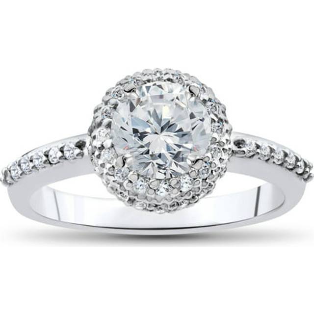 1/4ct Diamond Engagement Vintage Halo Antique Ring 14k White Gold Solitaire