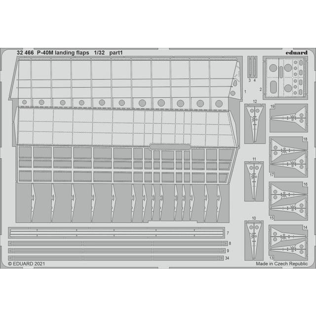 EDP32466 - Eduard Photoetch 1:32 - P-40M Landing flaps (Trumpeter)