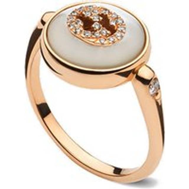 Gucci Interlocking 18ct Rose Gold Mother Of Pearl Ring - N.5