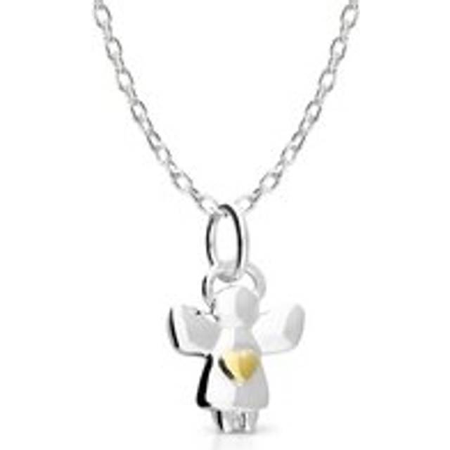 John Greed Signature Children's Silver & Gold Plated Heart Angel Necklace For Women - gold/silver