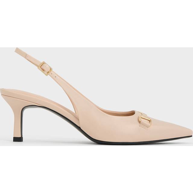 Charles & Keith - Leslie Metallic-Accent Slingback Pumps - Nude - UK 4