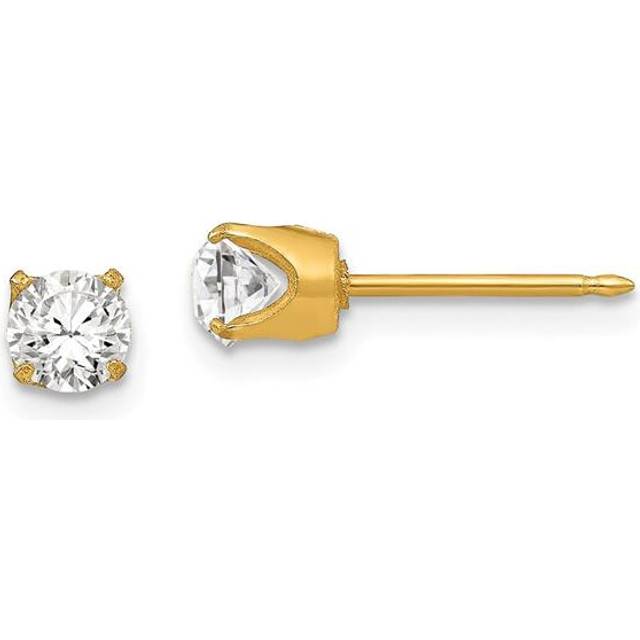Finest Gold 5 mm 24K Non Metal Plated Inverness Austrian Crystal Earrings, Pair