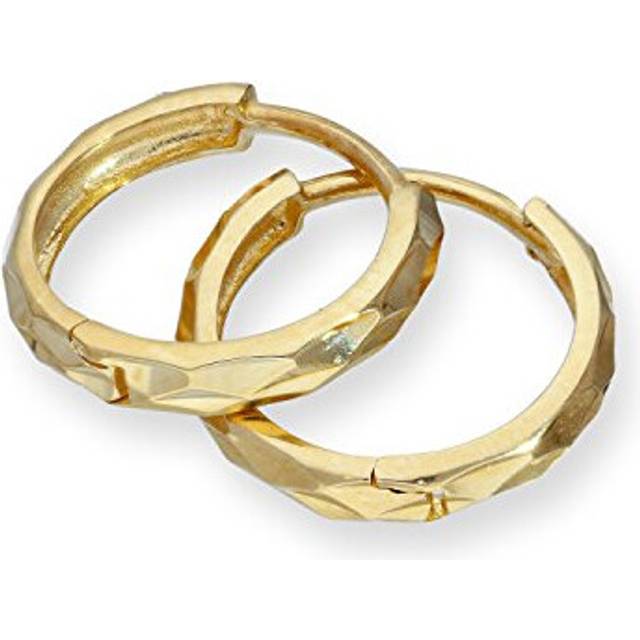 9ct Gold Faceted Huggie Hoops Earrings