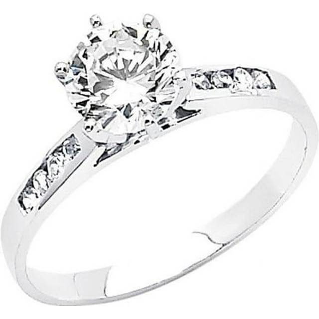 Precious Stars Jewelry 14k White Gold 1 1/10ct TGW Round-cut Diamonette Engagement  Ring Ring Size  7