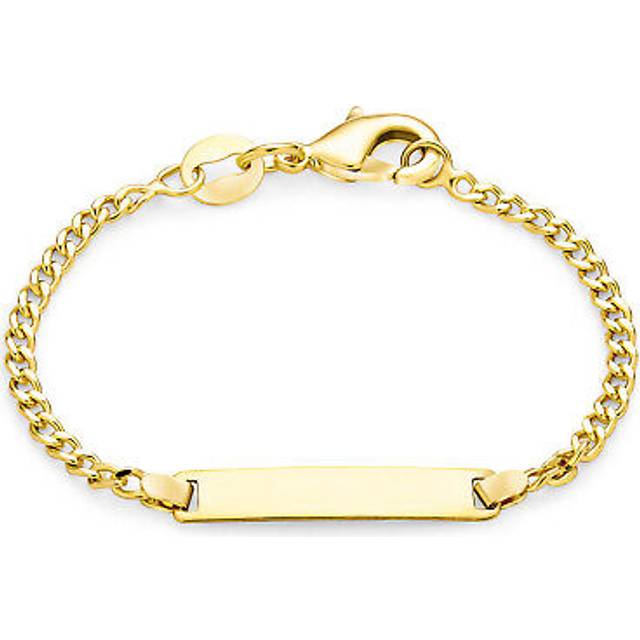 Bling Jewelry Gold Plated Brass Tiny Engravable Identification Tag ID Bracelet For Women Lightweight For Small Wrists 5 Inch