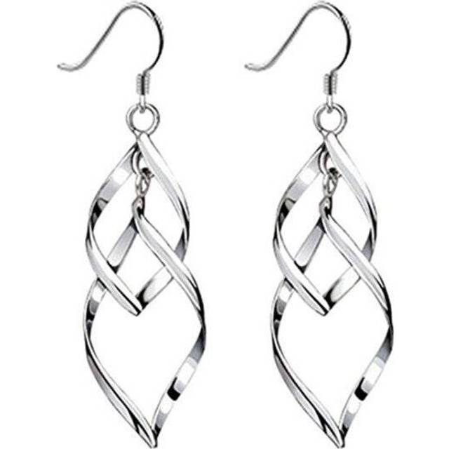 Veile Studios Women Classic Double Linear Loops Design Twist Wave Earrings