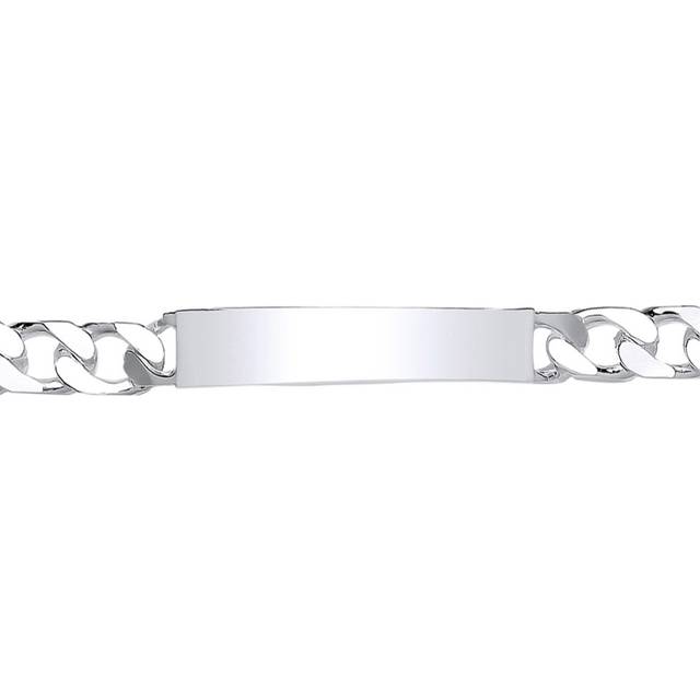 Jewelco London Ladies Sterling Silver Flat Curb ID Identity Bracelet 8mm 8 inch - GVB357