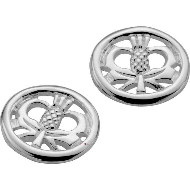 Sterling Silver Thistle Oval Earrings Crafted in Scotland 12mm