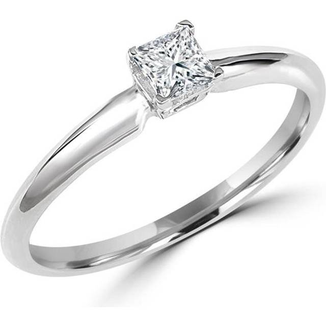 0.5 CT Princess Diamond Solitaire Engagement Ring in 10K White Gold - 5