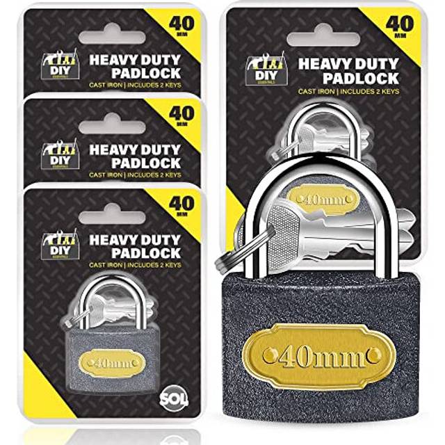 [4 Sets] Cast Iron Heavy Duty Padlock with Keys - 40mm Outdoor Padlocks for Shed, Gate & Fence â Durable Shed Locks for Home Security