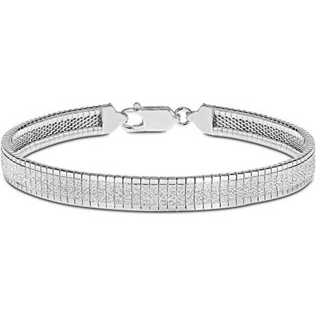 "Tuscany Silver Sterling Silver Flat Frosted Bracelet of 19cm/7.5"""