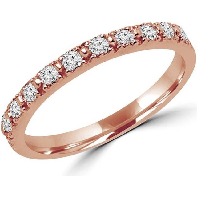 0.25 CTW Round Diamond Semi-Eternity Wedding Band Ring in 14K Rose Gold, Size 5.5