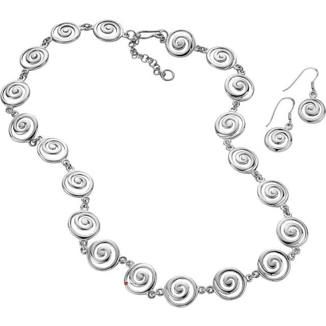 Jewellery Necklace Earrings Set Sterling Silver Celtic Spirals Design