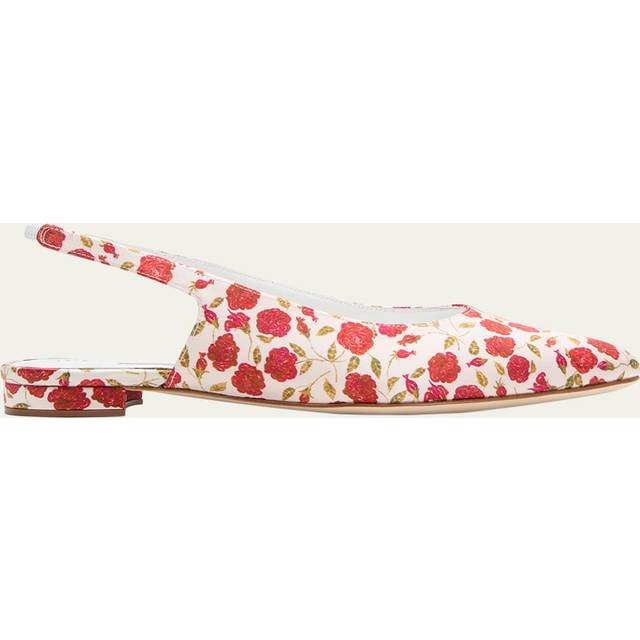 Manolo Blahnik Red & Off-White Sawra Ballerina Flats - 9069 Yellow Print - IT 39.5