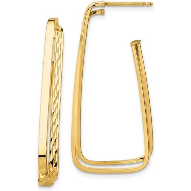Quality Gold TF1627 14K Yellow Gold Polished & Diamond-Cut Fancy Post Earrings