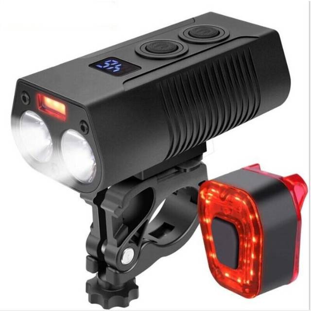 (a-T6 Set F) 5200mAh Bicycle Light MTB Lamp Bicycle Lantern Road Bike Light With Power Bank USB Rechargeable Lamp 2000LM Bike Accessories
