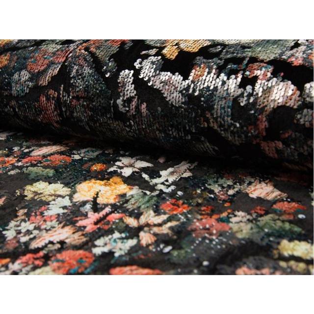 Deadstock Sequin Stretch Knit Fabric Khaki