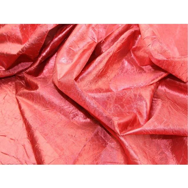 Deadstock Crushed Metallic Lame Fabric Red
