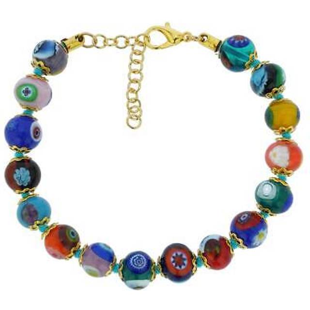 Glass Of Venice Murano Glass Bracelet Italian Millefiori Multicolor Mosaic Beads Handmade Blown Glass - Murano Glass Bracelets for Women
