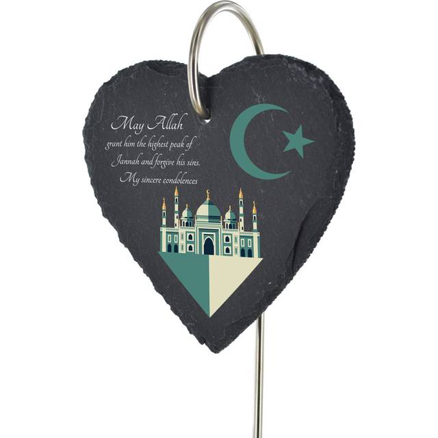Bozhko Waterproof Slate Heart Grave Marker People Memorial Plaque - Grey (25cm H X 11cm W X 1cm D)