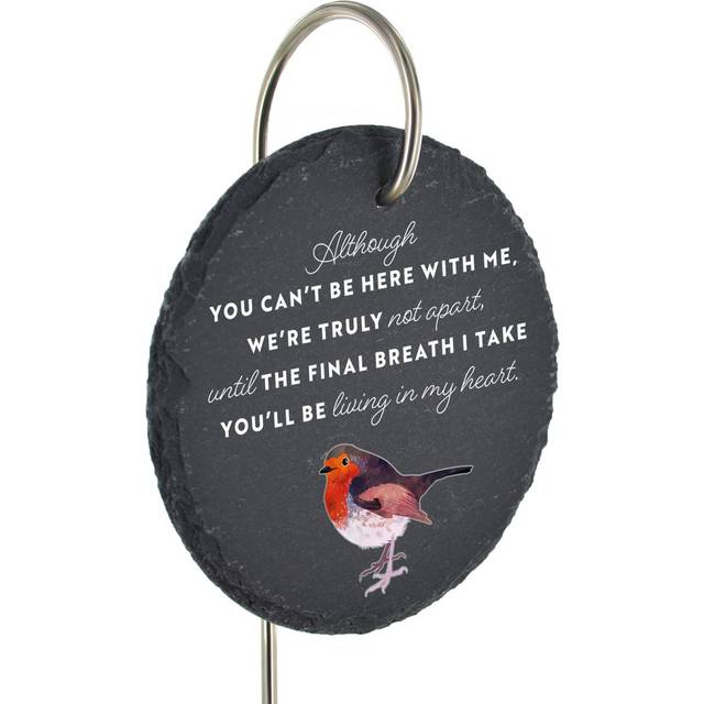 Boudicca Slate Circle Robin Grave Marker Memorial Plaque - Grey (25cm H X 11cm W X 1cm D)