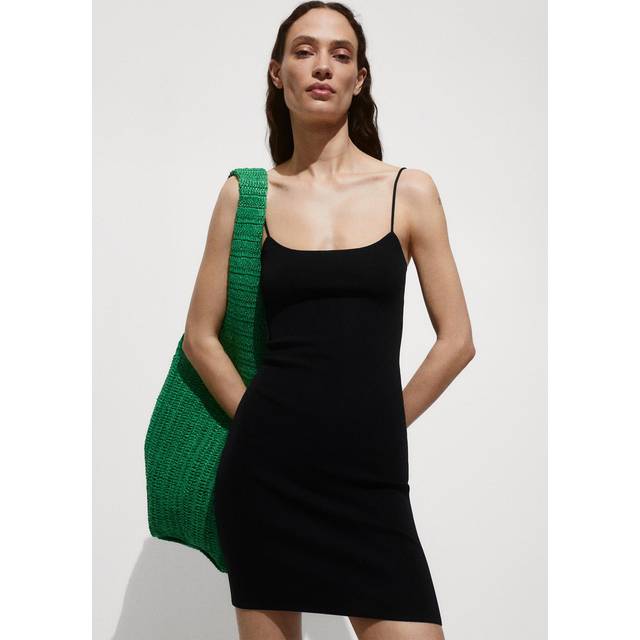 MANGO Short Knitted Dress Dam Korta Klänningar Stl. L - Från Magasin - Black (L)