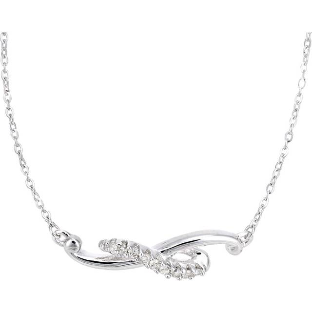 Jewelco London 9ct White Gold Round 5pts Diamond Twist Lavalier Necklace 18 inch 46cm - PP0AXL6045W