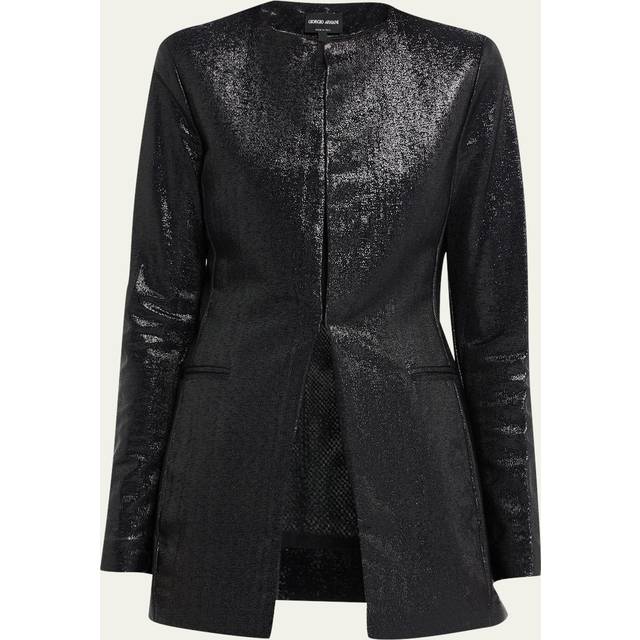 Sparkle Collarless Slim Jacket - BLACK - 40 IT (4 US)