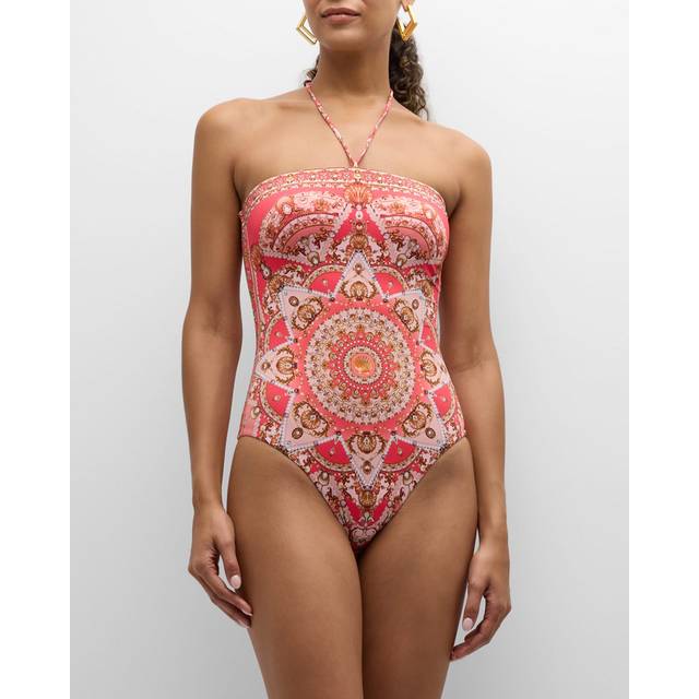 Bandeau One Piece with Halter Tie Shell Games, S