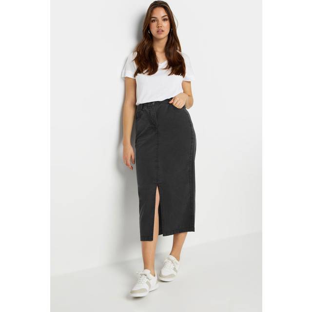 Lts Tall Black Acid Wash Midi Skirt 18 Lts | Tall Women's Midi Skirts