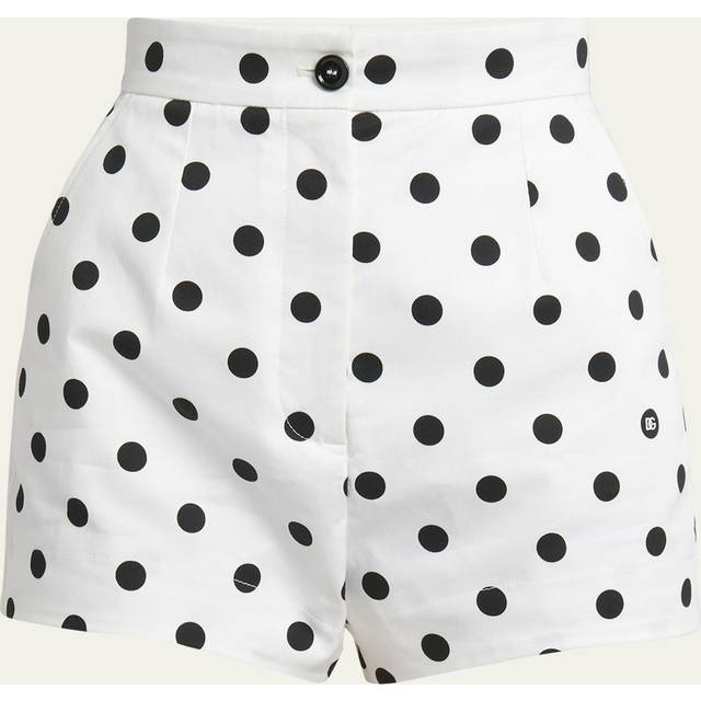 Polka-Dot Tailored Shorts - WHITE PRT - 40 IT (4 US)