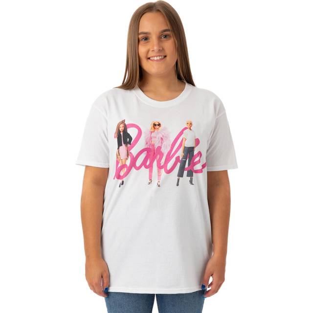 (Large) Barbie Short Sleeved T-Shirt (Womens White)