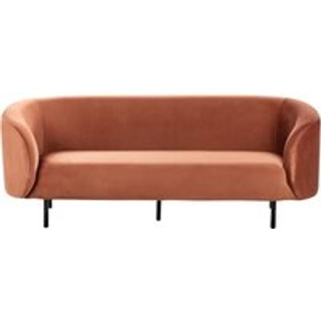 Beliani 3 Seater Velvet Sofa Orange Loen, Orange