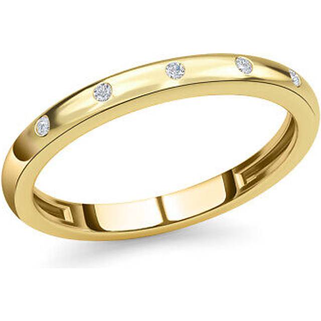 Tjc white diamond button band ring in 14ct gold over silver wt. 1.2 grams