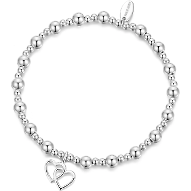 Heart Link Beaded Stretch Bracelet
