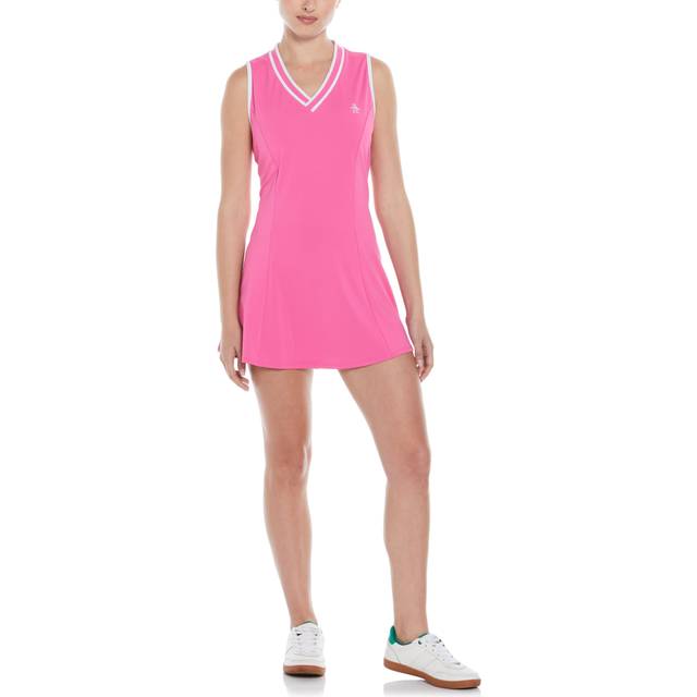 Original Penguin Women's Essential Performance Tennis Dress, Size XL, Cheeky Pink, Polyester/Recycled Polyester/Elastane | Golf Apparel Shop (XL)