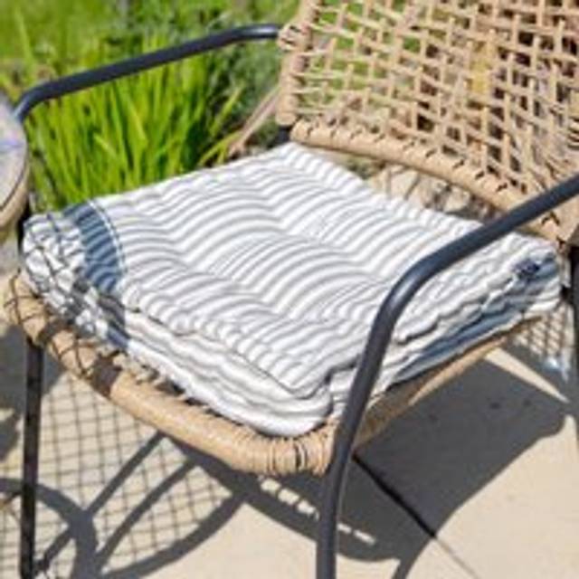 Giant Grey Striped Indoor Dining Chair Seat Pad Cushions (L)50cm x (W)50cm - 50cm x 50cm