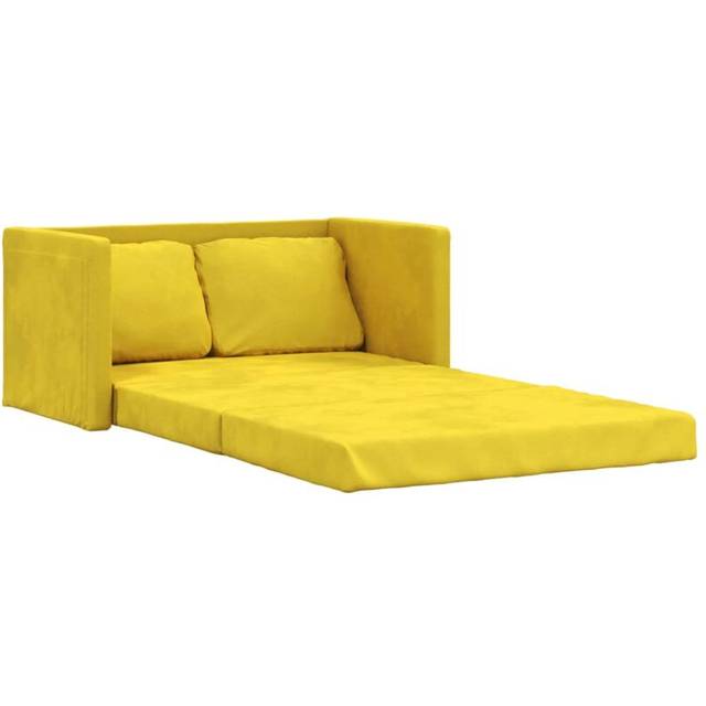 Golvbäddsoffa 2-i-1 mörkgul 122x204x55 cm sammet