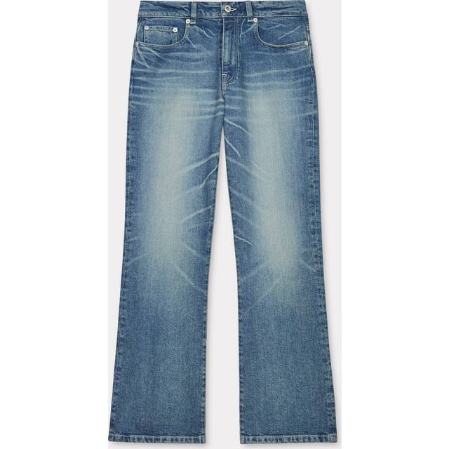 Kenzo, Jeans, Dam, W26, Bomull, Blå Cropped Fit Jeans med Distressed Effekt - blue (W26)