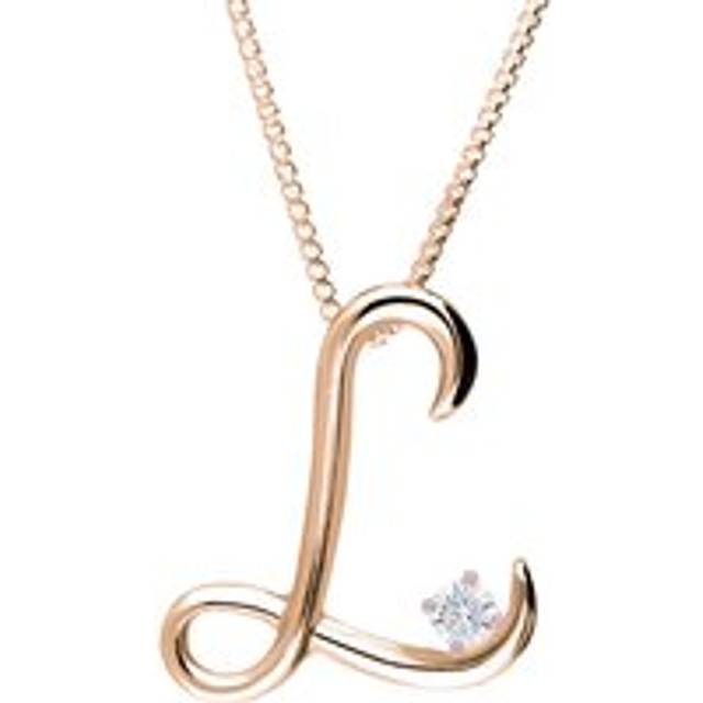Love Letters 18ct Rose Gold 0.10ct Diamond Initial L Necklace