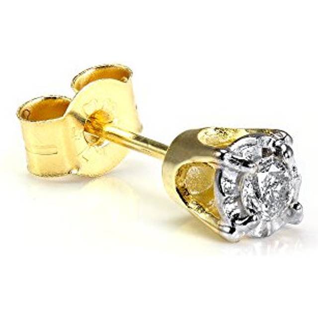 9ct Gold 0.05ct Diamond Square Mens Ear Stud Earring
