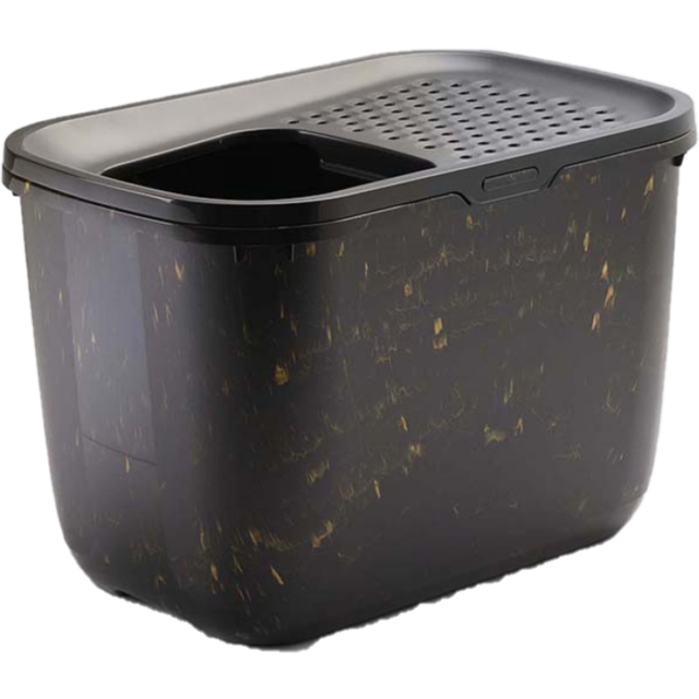 Savic Kattlåda Hop in med tak 59x39x39,5cm marble black gold