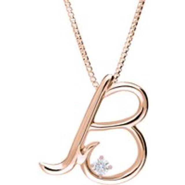 Love Letters 18ct Rose Gold 0.10ct Diamond Initial B Necklace