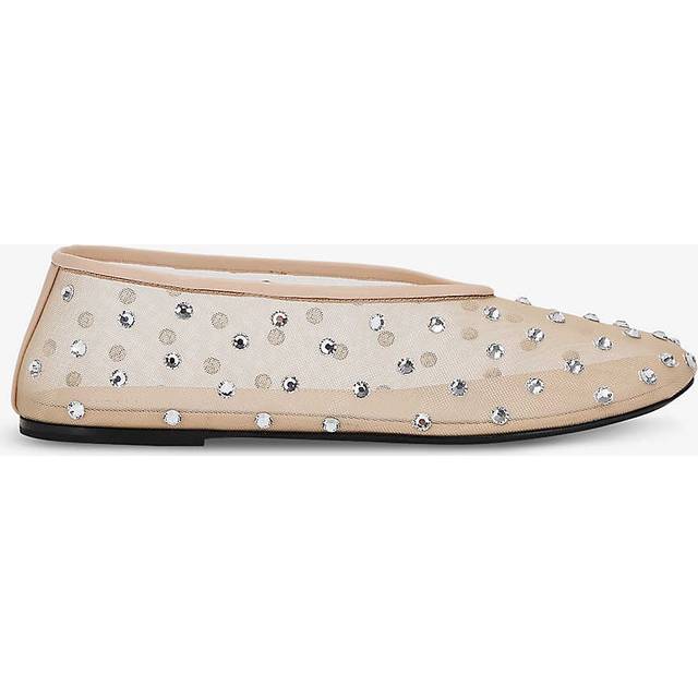 Marcy Ballet Flats - BEIGE - Khaite masterfully crafts timeless pieces with a contemporary twist. Adorned with Swarovski crystals and constructed from a breathable mesh upper, the Marcy ballet flats offer elevated style in a comfortable slip-on silhouette.