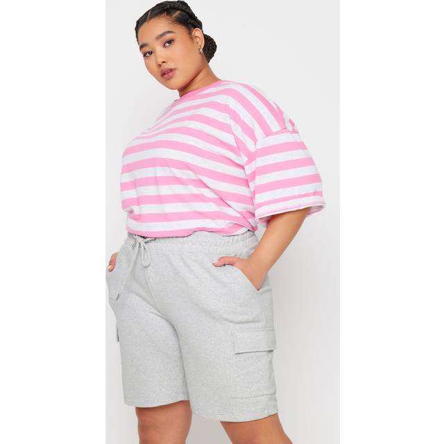 Yours Curve Light Grey Cargo Jogger Shorts, Women's Curve & Plus Size, Yours - 26-28