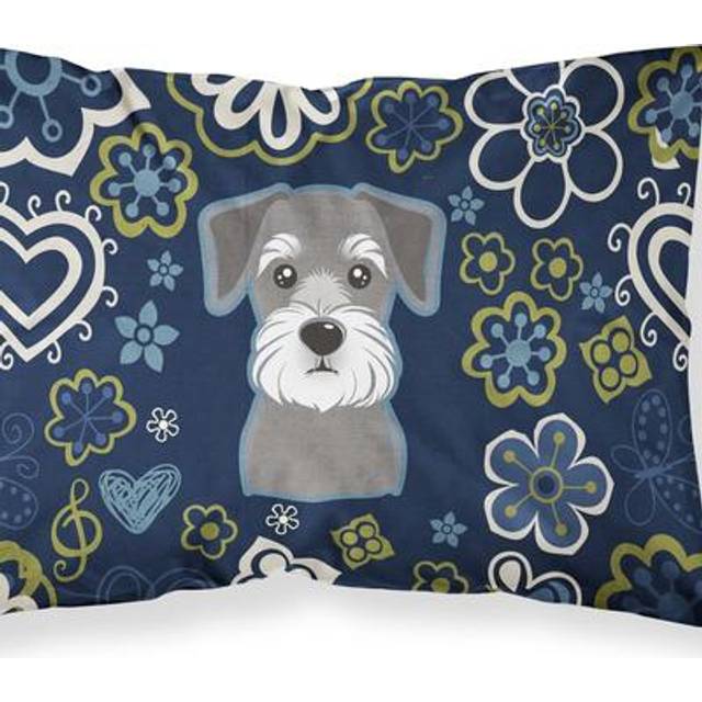 Blue Flowers Schnauzer Fabric Standard Pillowcase