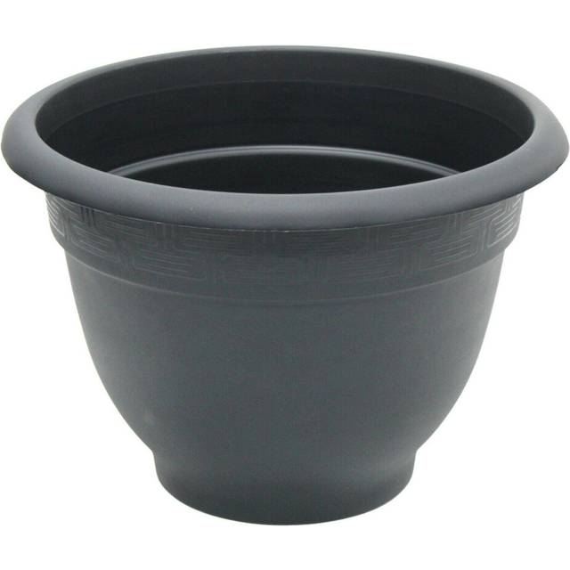 Set of 4 Large 44cm Round Black Barrel Planters, Recycled Plastic